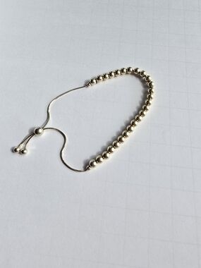 Italian Sterling Silver Beads Snake Chain Slider  Bracelet